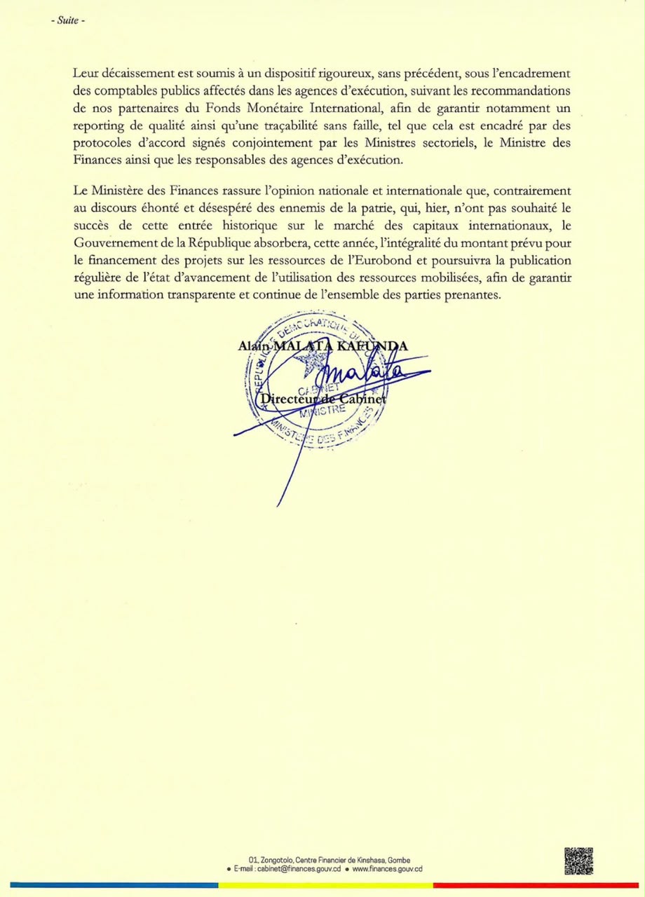 Communiqué N°019/CAB/MIN/FINANCES/2026 — page 2